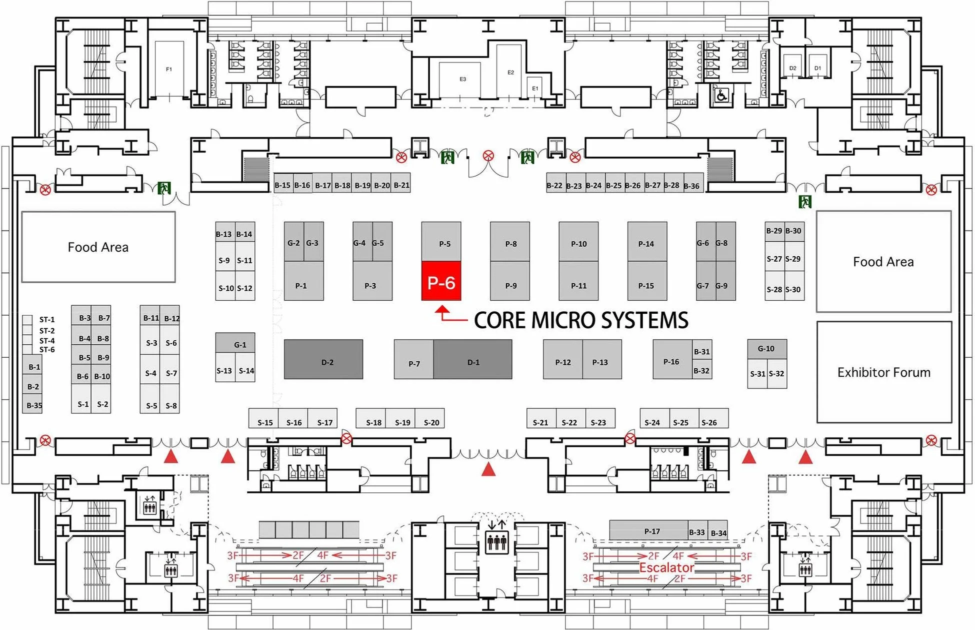 展示会場フロアマップ（P-6ブースを強調）