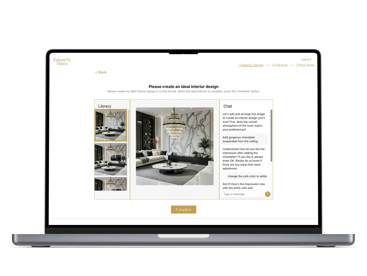 AIチャットボットによるインテリアデザイン