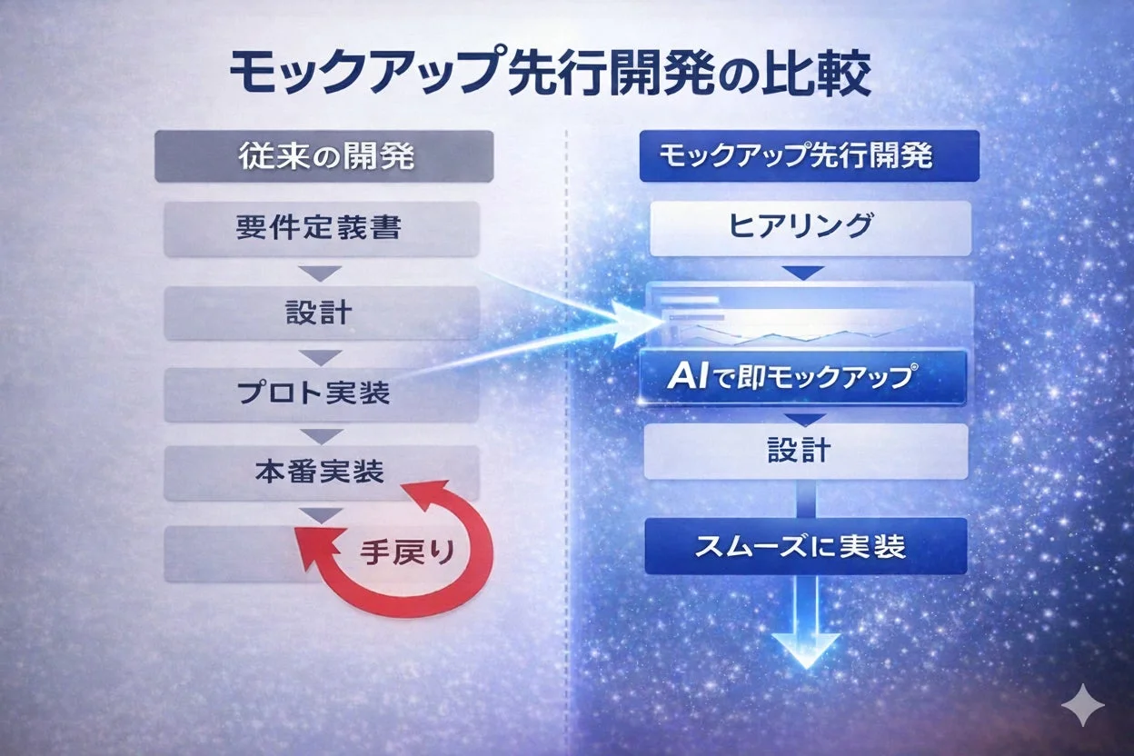 モックアップ先行開発の比較