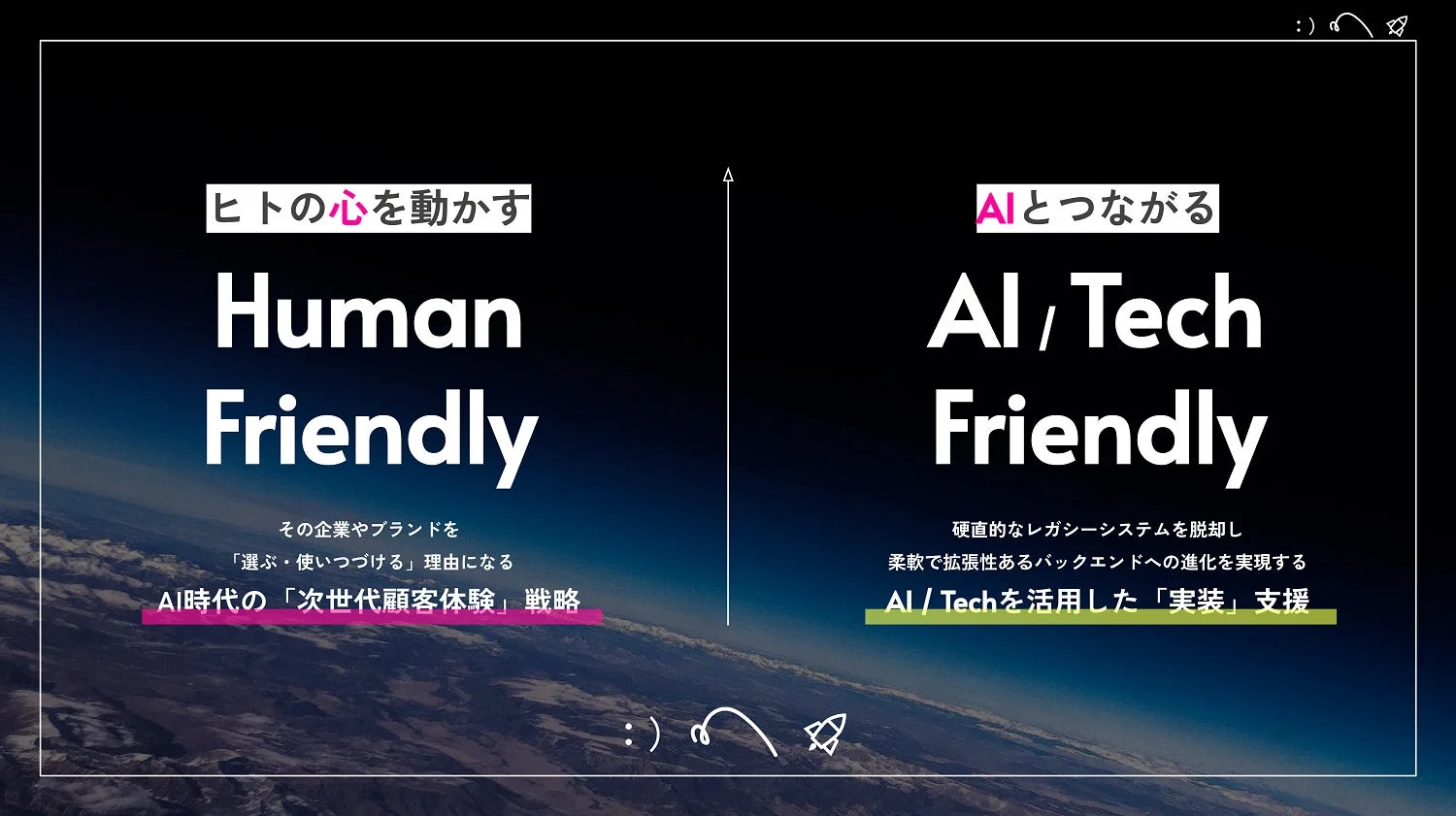 AI時代における「Human Friendly」と「AI / Tech Friendly」の二つのコンセプトを提示