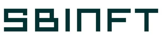 白地に濃い緑色のブロック体で「SBINFT」と書かれたロゴマークの画像です。