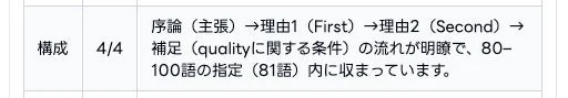 文章構成の評価と語数カウント