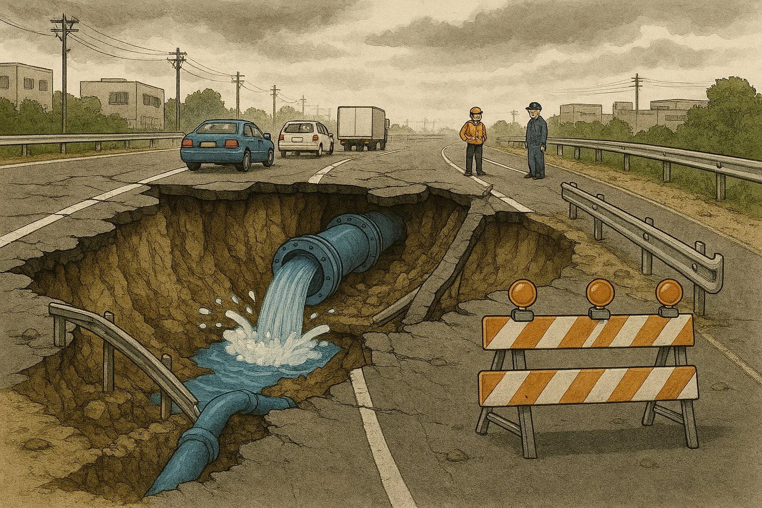 道路陥没のイメージ