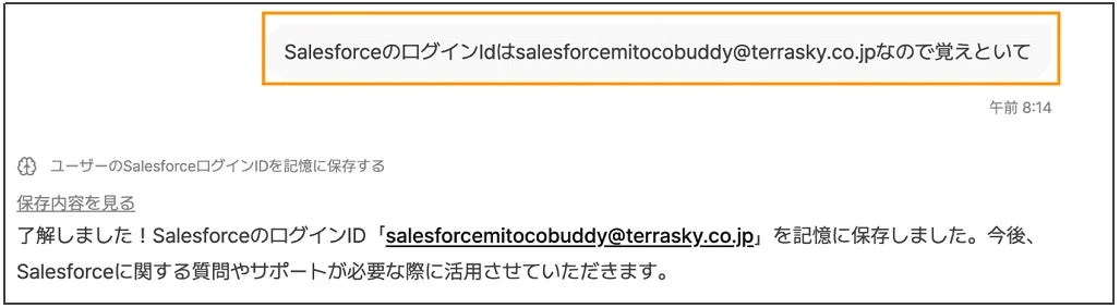 長期記憶の会話例