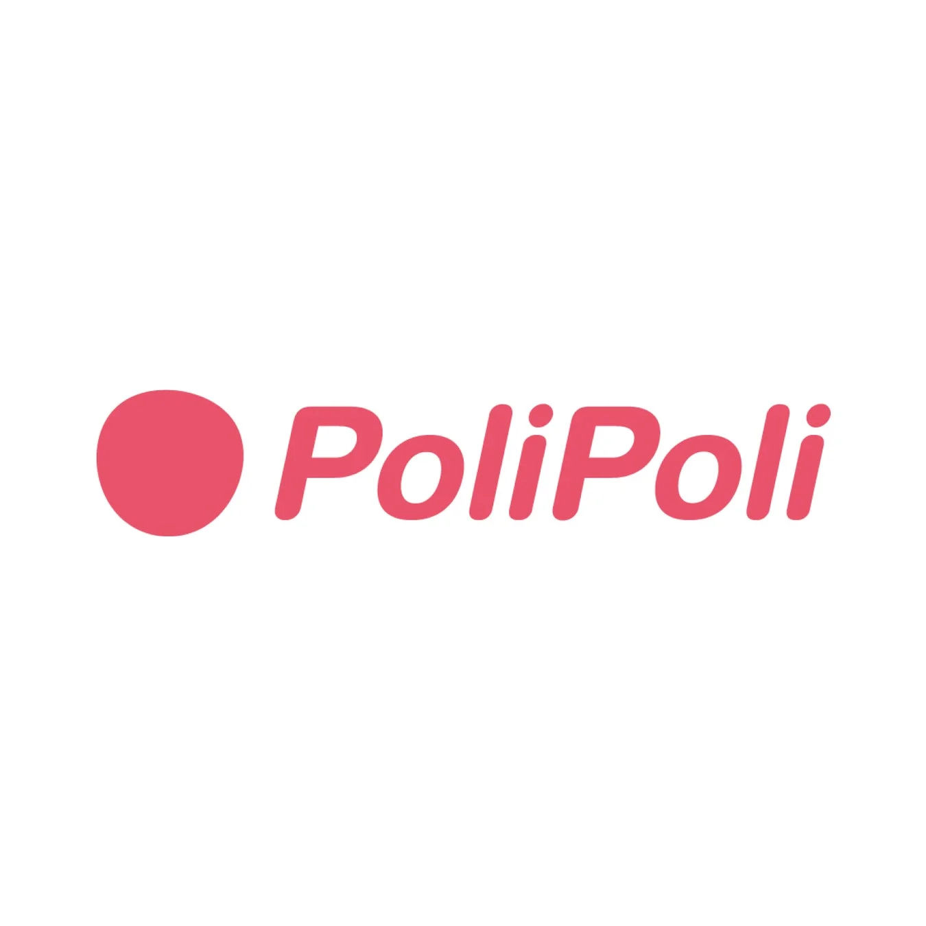 白い背景にピンク色の「PoliPoli」というロゴマークが配置されています。