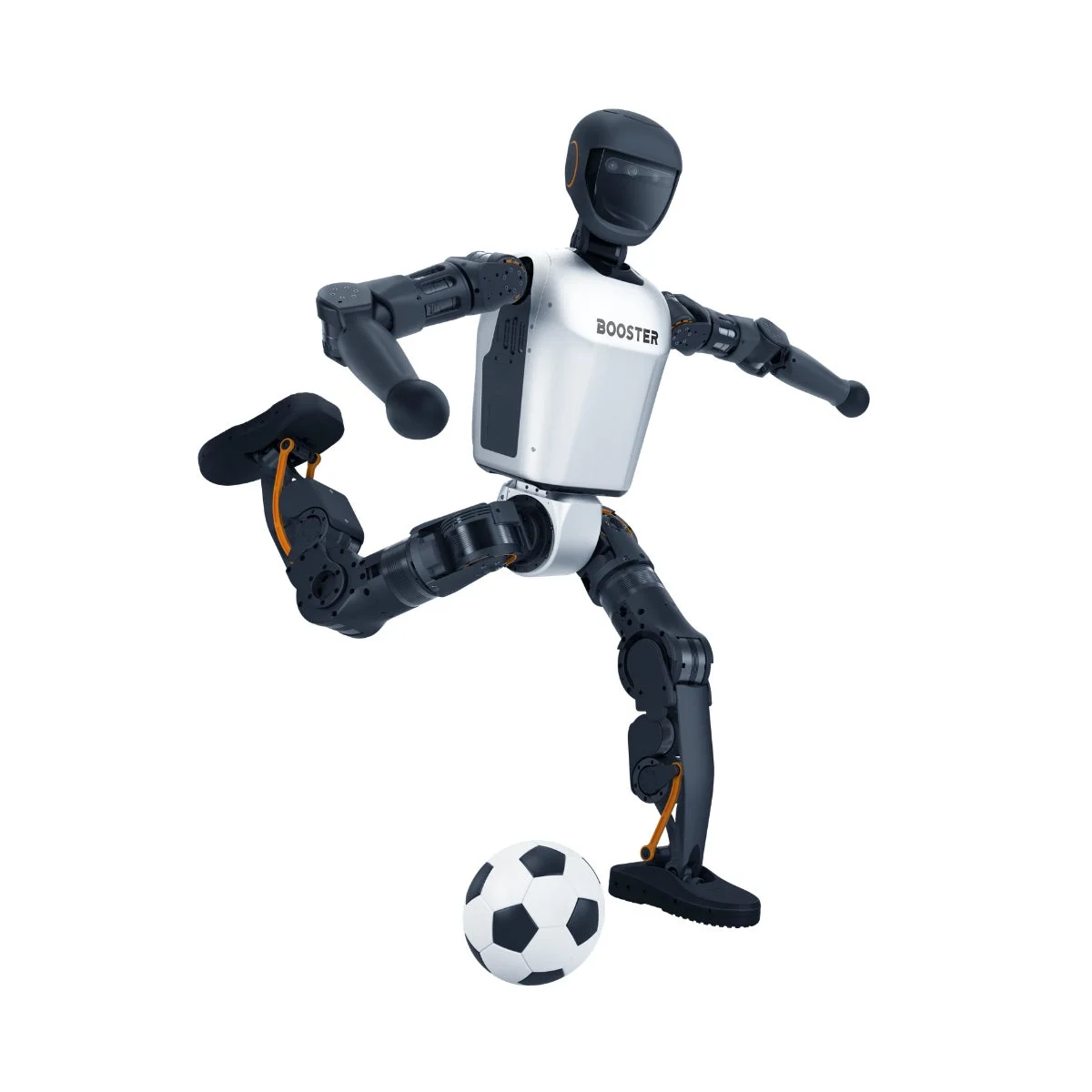 サッカーボールを蹴るヒューマノイドロボット