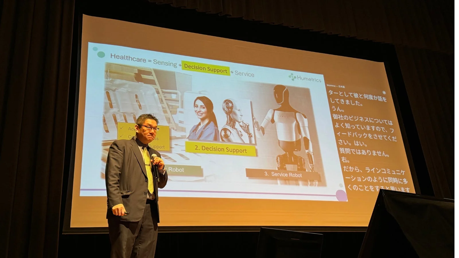 Healthcare = Sensing + Decision Support + Service Humetrics