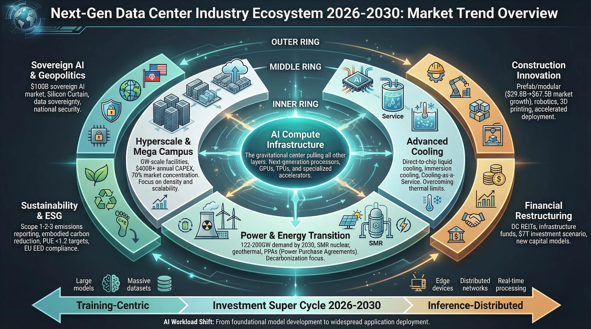 次世代データセンター産業エコシステムの市場トレンド概要図