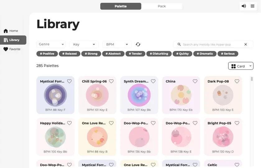 『Melody Flip』 パレット選択画面イメージ