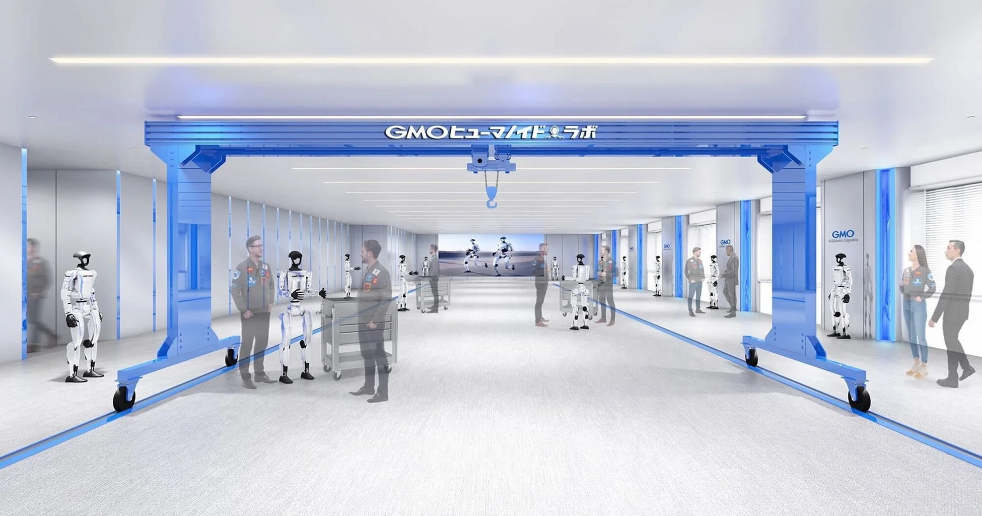 研究開発施設内のヒューマノイドロボット