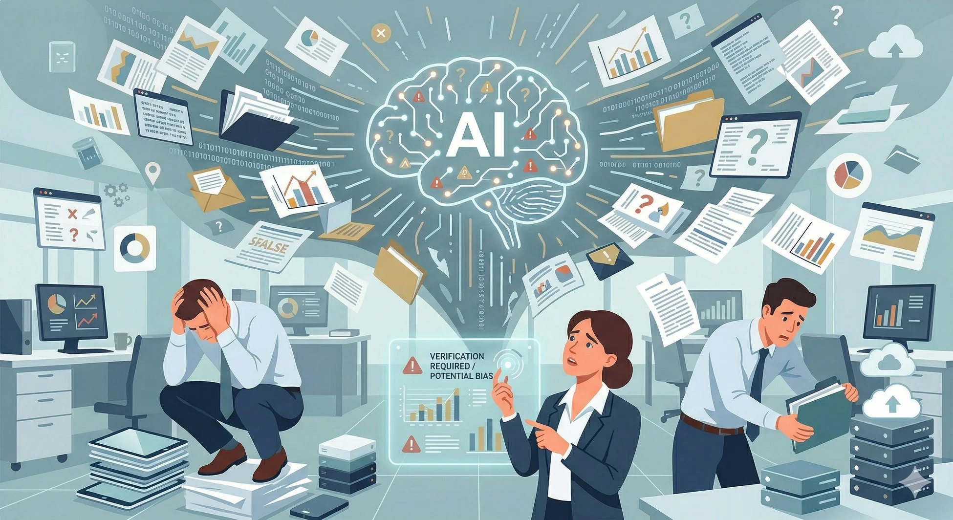 AIによるデータ判断の課題を示すイメージ