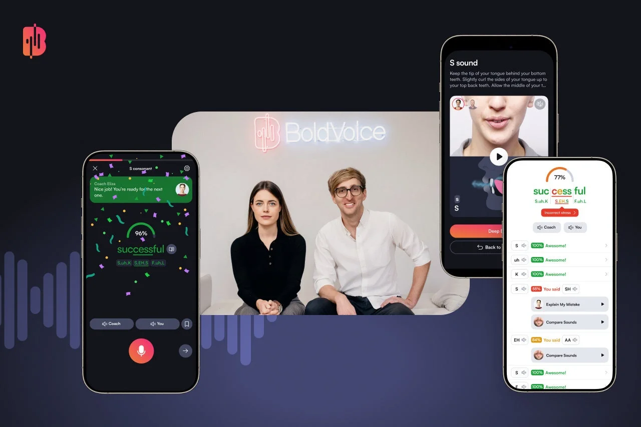 BoldVoiceのアプリ画面と開発者
