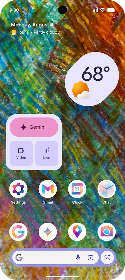 Google Pixelホーム画面(工藤みどり氏のアート)