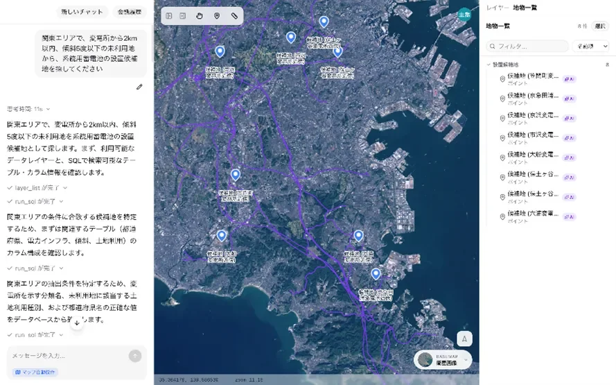 「系統用蓄電池」の用地検索 結果イメージ