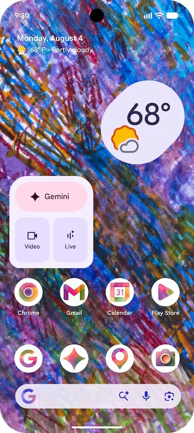 Google Pixelホーム画面(工藤みどり氏のアート)