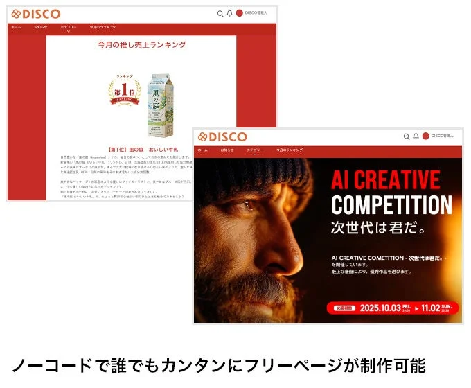 DISCOウェブサイト画面