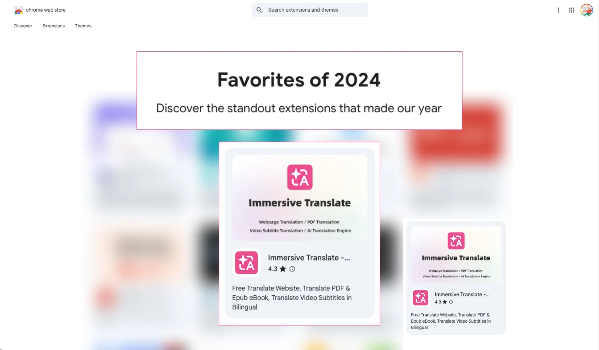 ChromeウェブストアでのImmersive Translate紹介