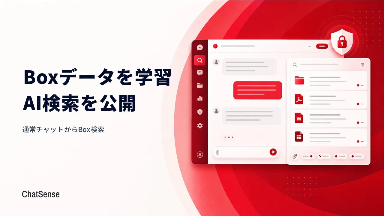 Boxデータを学習し、AI検索機能を公開したことを示す広告画像