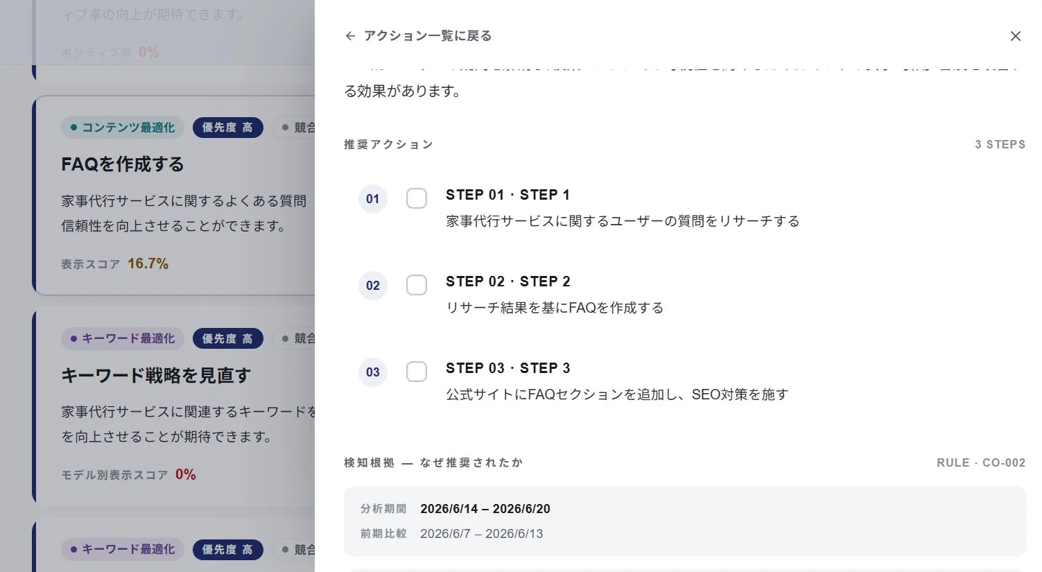 具体的なアクション提案の例