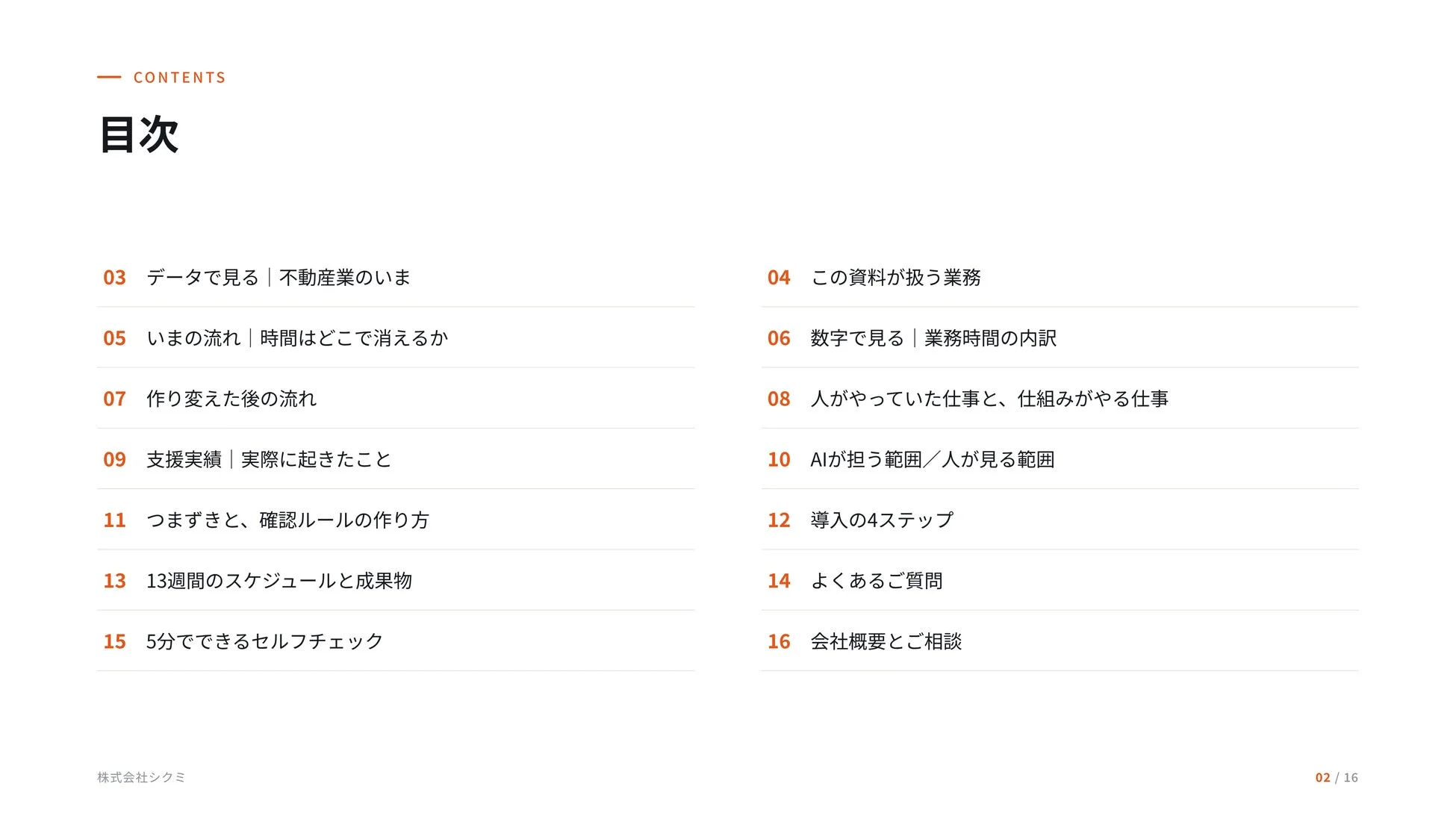 レポート目次