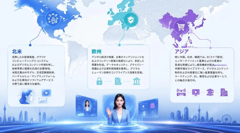 世界のAI、デジタルコンテンツ、クラウドコンピューティング、EC産業の動向と技術発展
