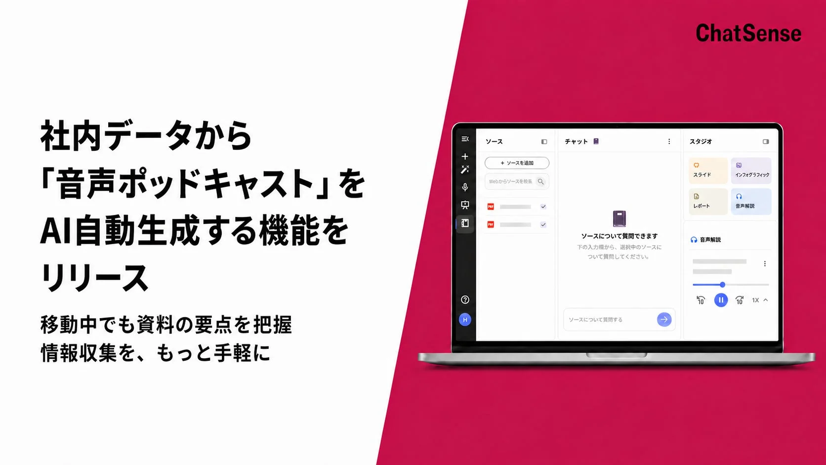 ChatSenseの音声ポッドキャスト自動生成機能