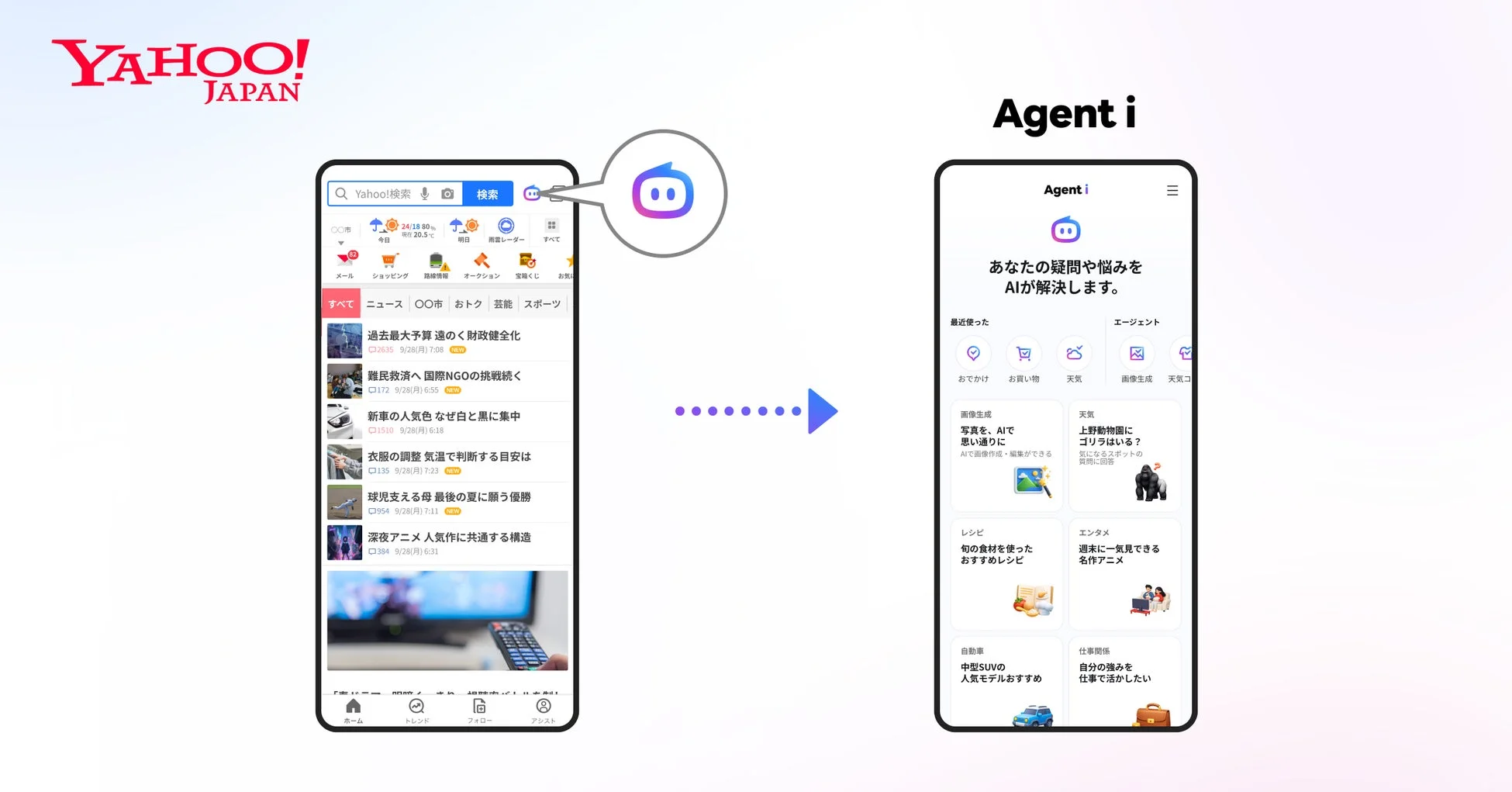 Yahoo! JAPANアプリでのAgent i